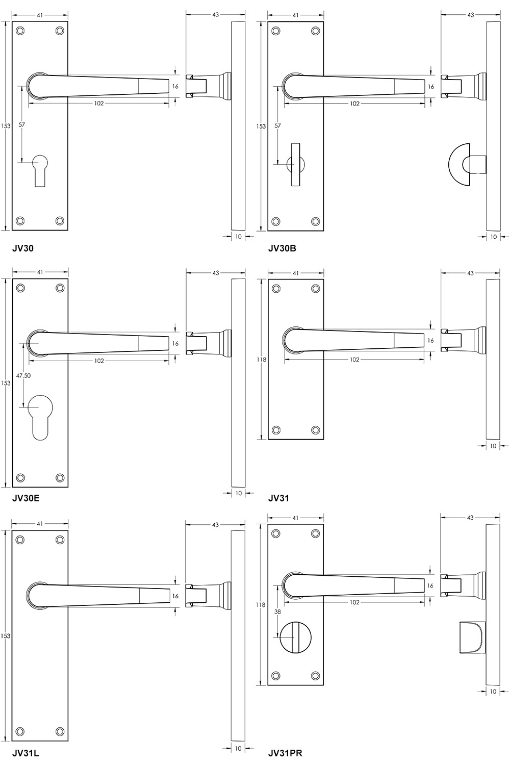 Victorian Straight Technical Drawing
